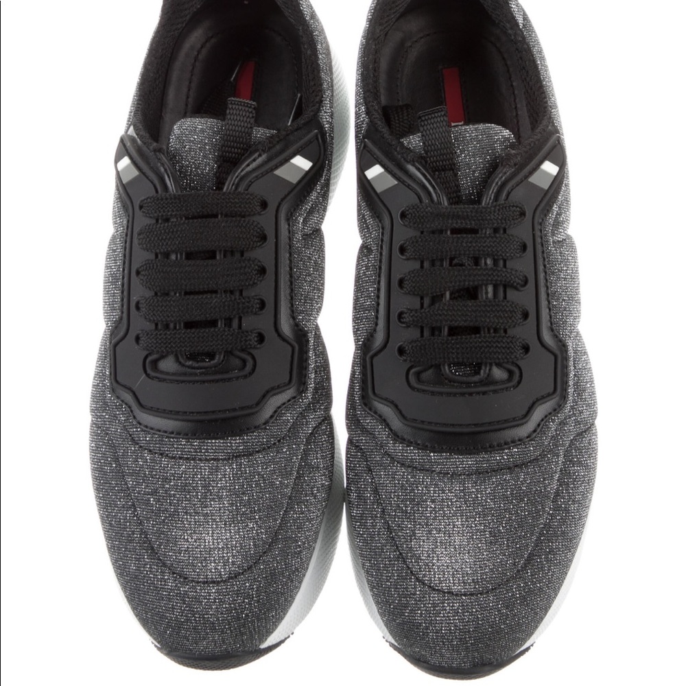 Prada Metallic Silver Sneakers 8.5👟